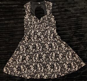 HeartSoul Black Lace Overlay Dress Medium Romatic Goth Dark Coquette Whimsical